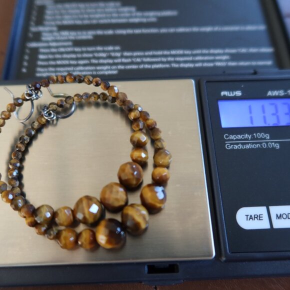 Chan Luu Tiger's Eye (70+) front facing hoops earrings 2" wide and long drops - Picture 11 of 13